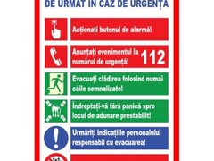Placuta pentru informatii de urmat in caz de urgenta